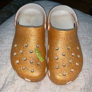 Orange Glitter Crocs - Sz 11 Women, 9 Men